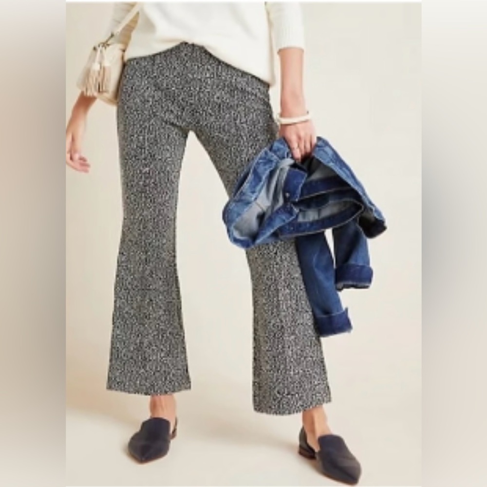 Anthropologie The Essential Crop Flare Pant in Leopard print XS